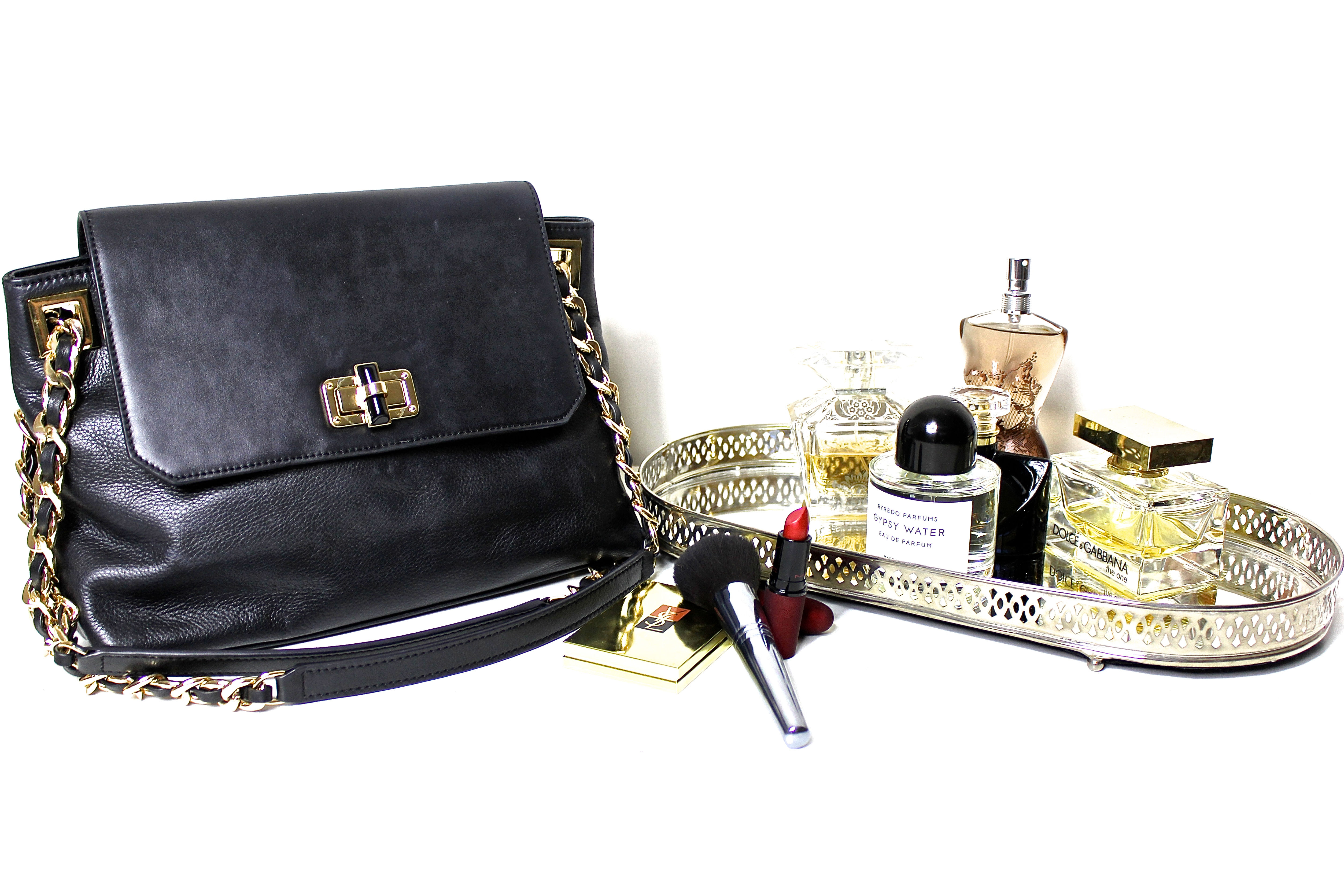 "MONTENAPOLEONE" BRAIDED CHAIN SATCHEL IN BLACK