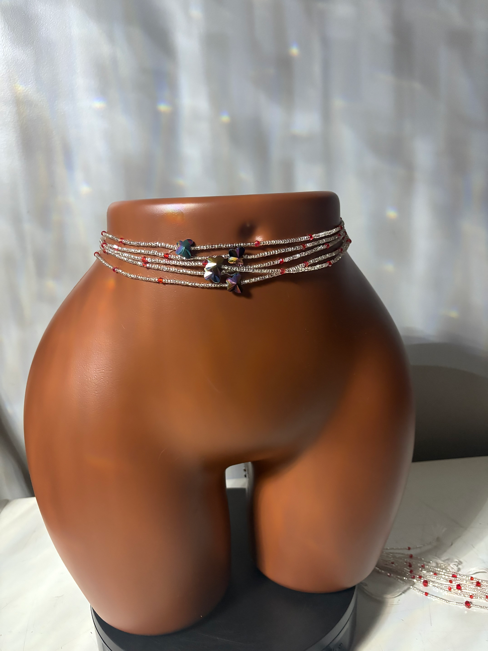 Thumbnail: Silver Crystal with Butterfly waist beads 