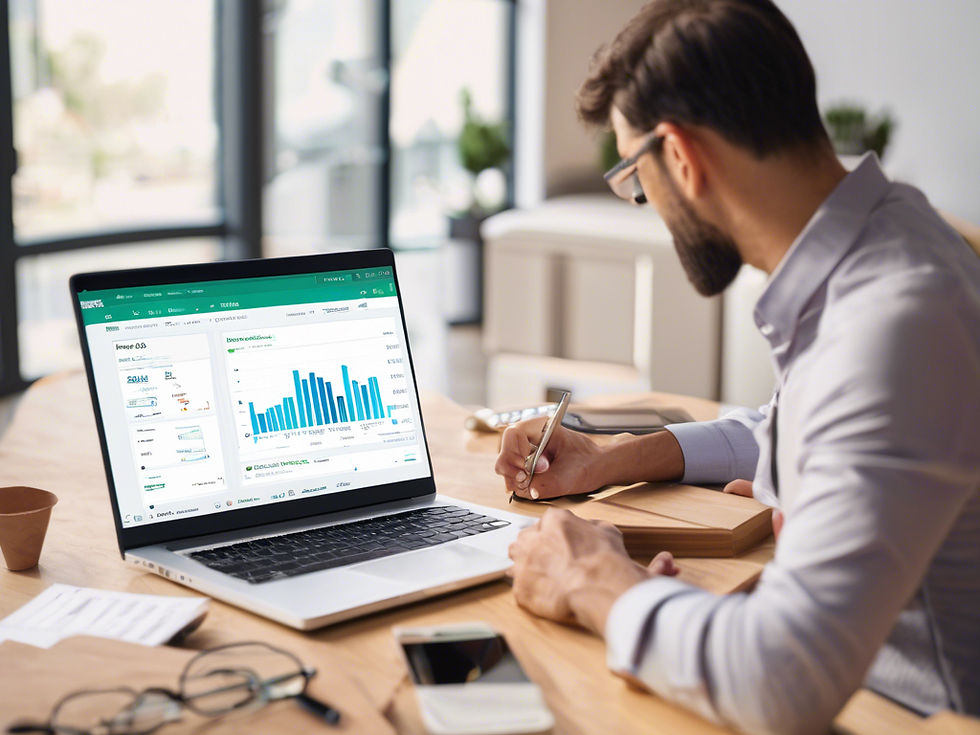 Small business owner evaluates accounting software options.