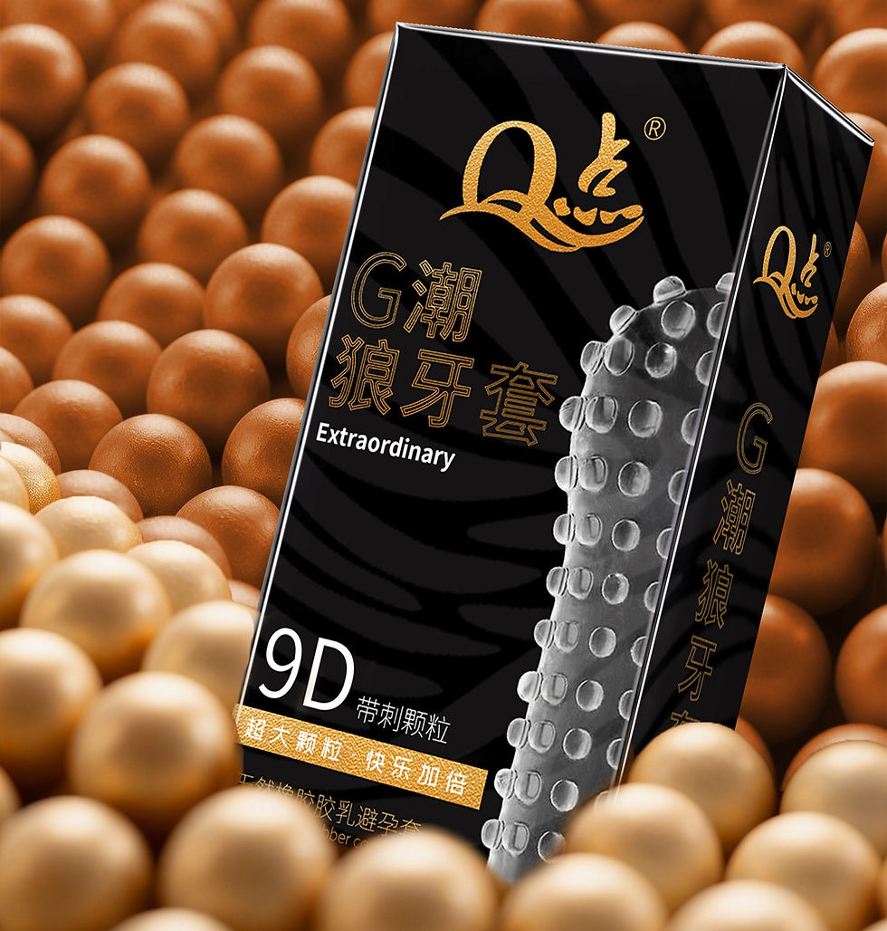 QP 9D Black Condom ស្រោមអនាម័យគ្រើមគ្រាប់ធំ9D