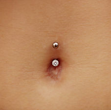 Classic Titanium Navel Curve with Two Gems in White CZ