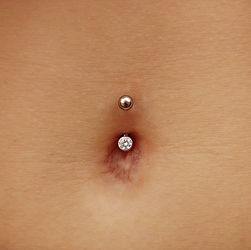 Classic Titanium Navel Curve with Two Gems in White CZ