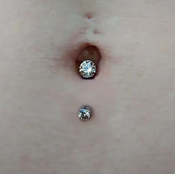 Lower Navel with Prong Set Champagne CZ Curved Barbell from Anatometal (Unable to Pierce Upper Navel b/c of Reconstruction Scars)