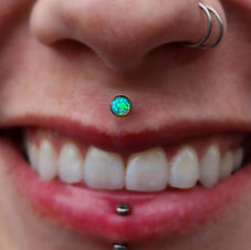 Fresh Philtrum Piercing with Lime Green Opal end from Neometal