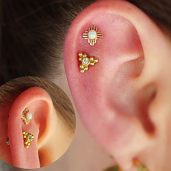 Double Helix Piercings with Solid 14k Yellow Gold from Body Gems