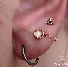 Multiple Ear Piercings w/ Solid Rose Gold & Niobium