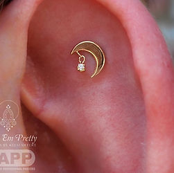 Solid 14k Yellow Gold Arcane Moon from BVLA Dangle in Flat