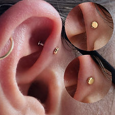 Single Forward helix with Yellow Gold Shiny Disk
