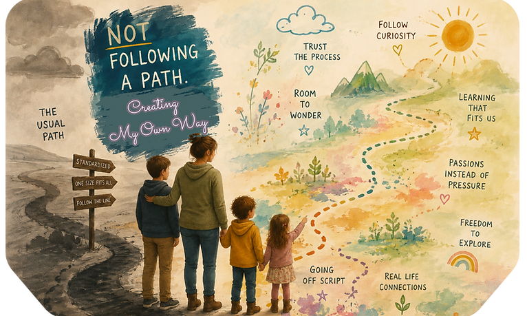 mom with kids forging their own path