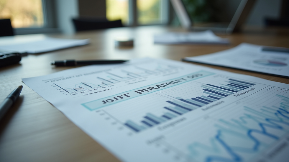 Eye-level view of a modern office workspace with marketing strategy documents