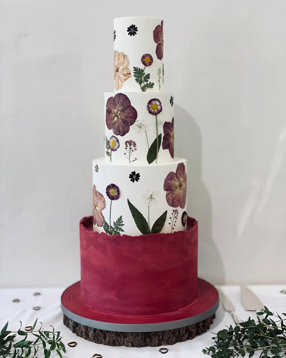 ganache with pressed edible flowers