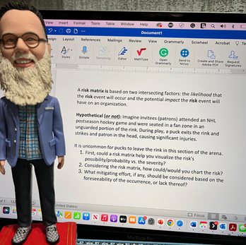 Bobblehead Brian, also known as the Bearded Talker, sharing test question examples on social media to challenge and engage students outside the classroom.