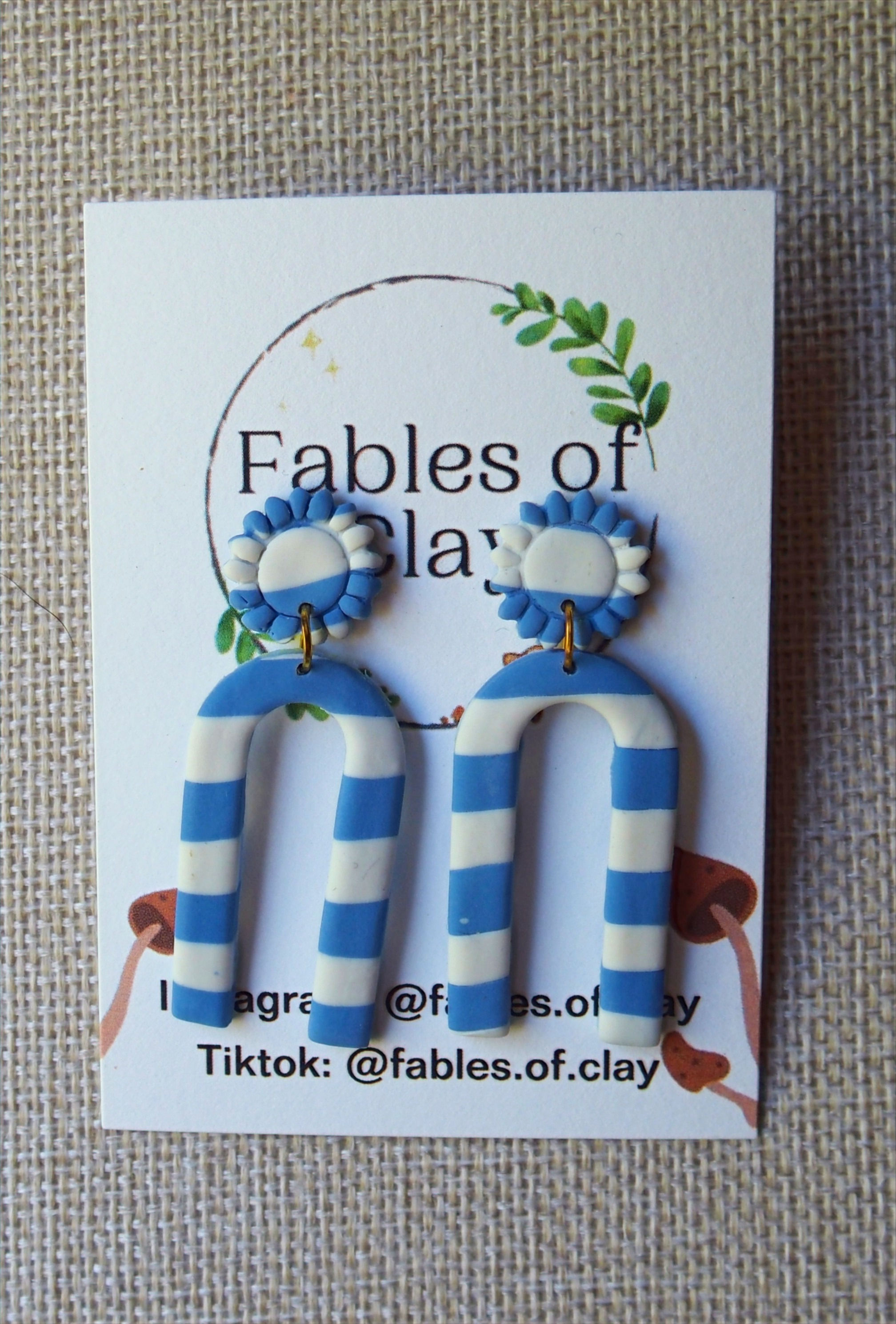 Blue Striped Flower Top Dangles