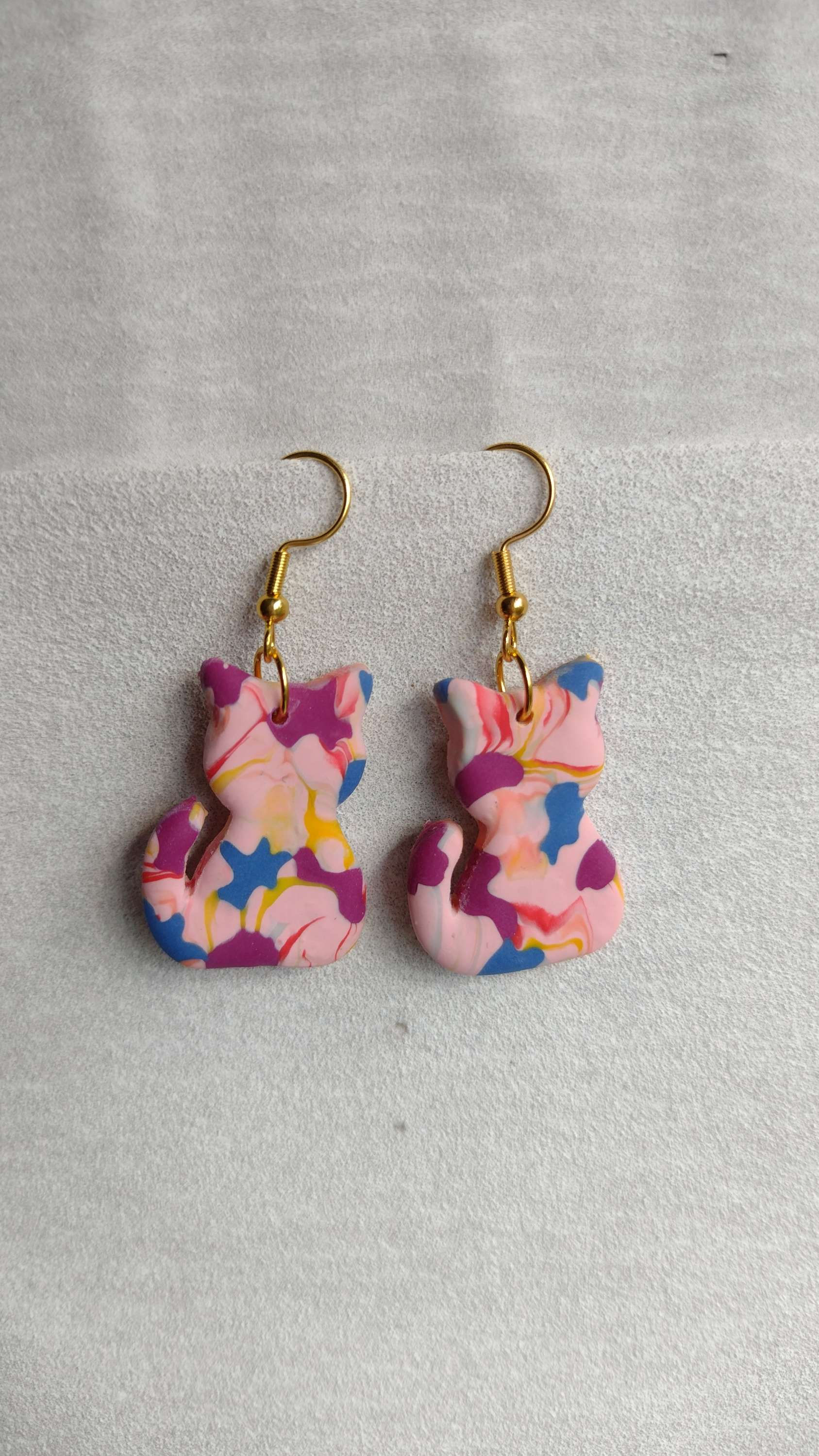 Artsy Cat polymer clay earrings 