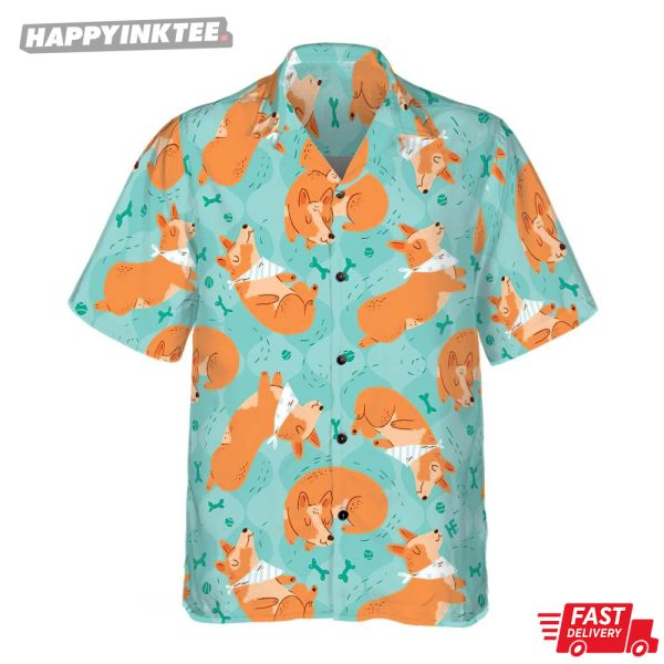 Corgi Dreams About Bones Hawaiian Shirt