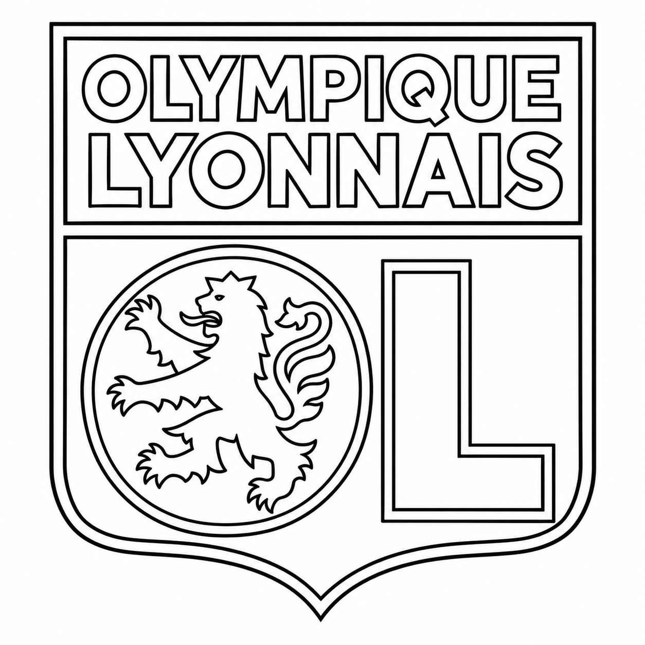 Coloriage logo Olympique Lyonnais OL à imprimer gratuitement