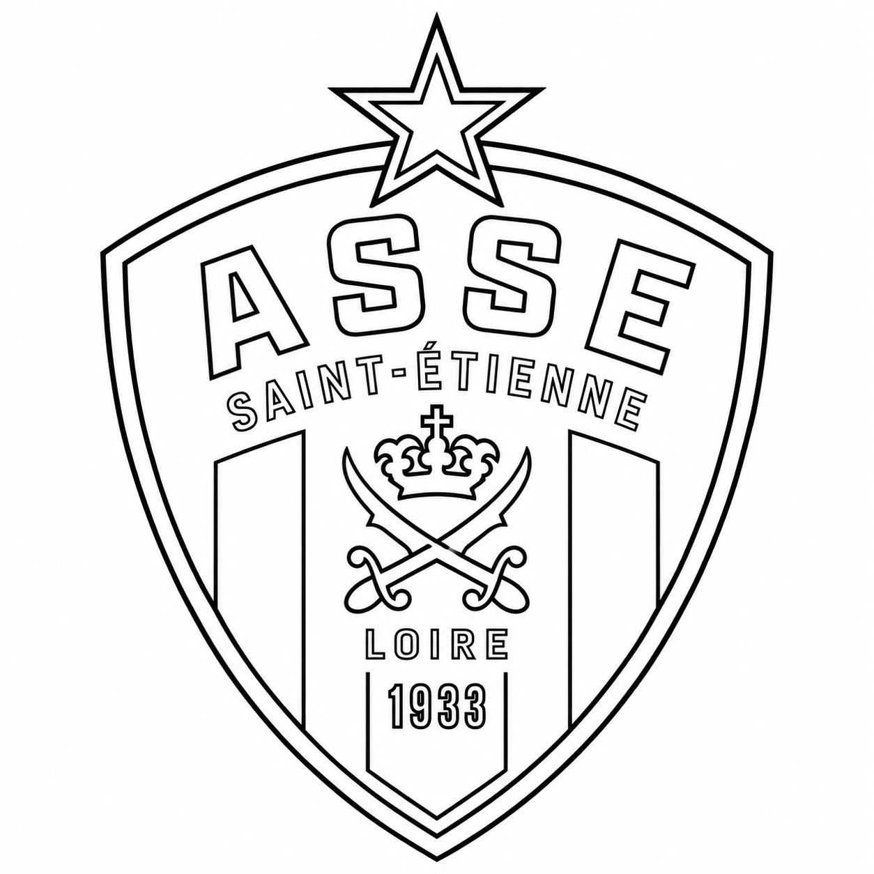 Coloriage logo AS Saint-Étienne ASSE à imprimer gratuitement