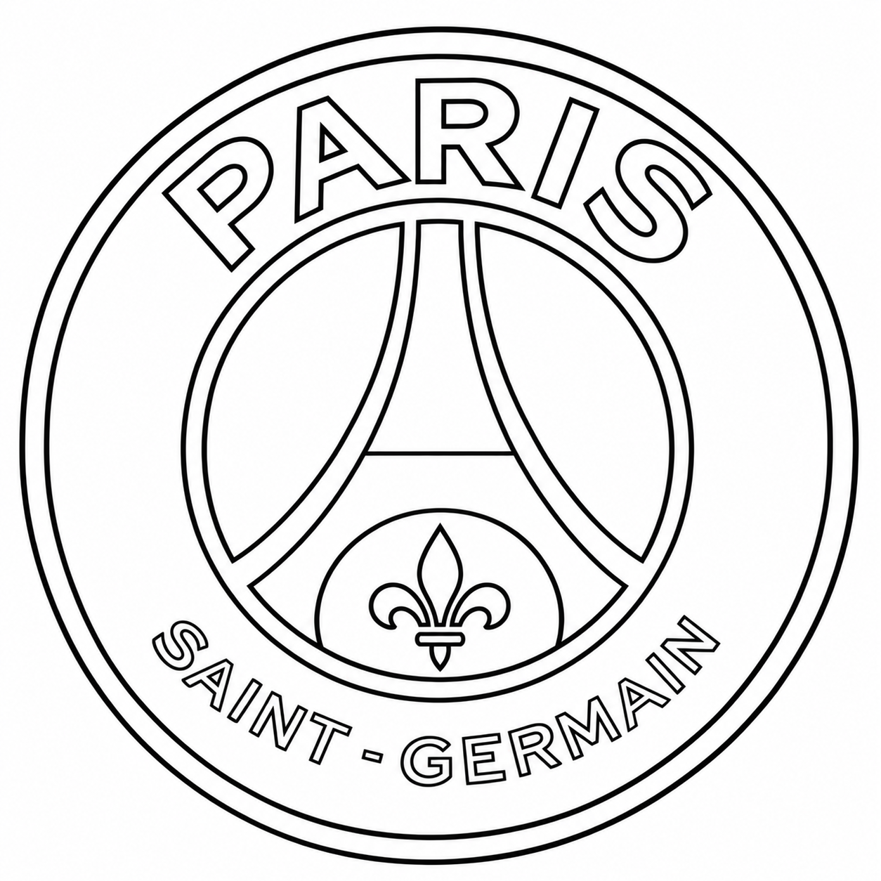 Coloriage logo Paris Saint-Germain PSG à imprimer gratuitement