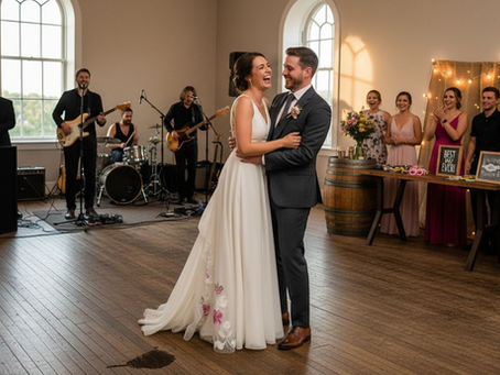 Wedding couple enjoying varied reception entertainment