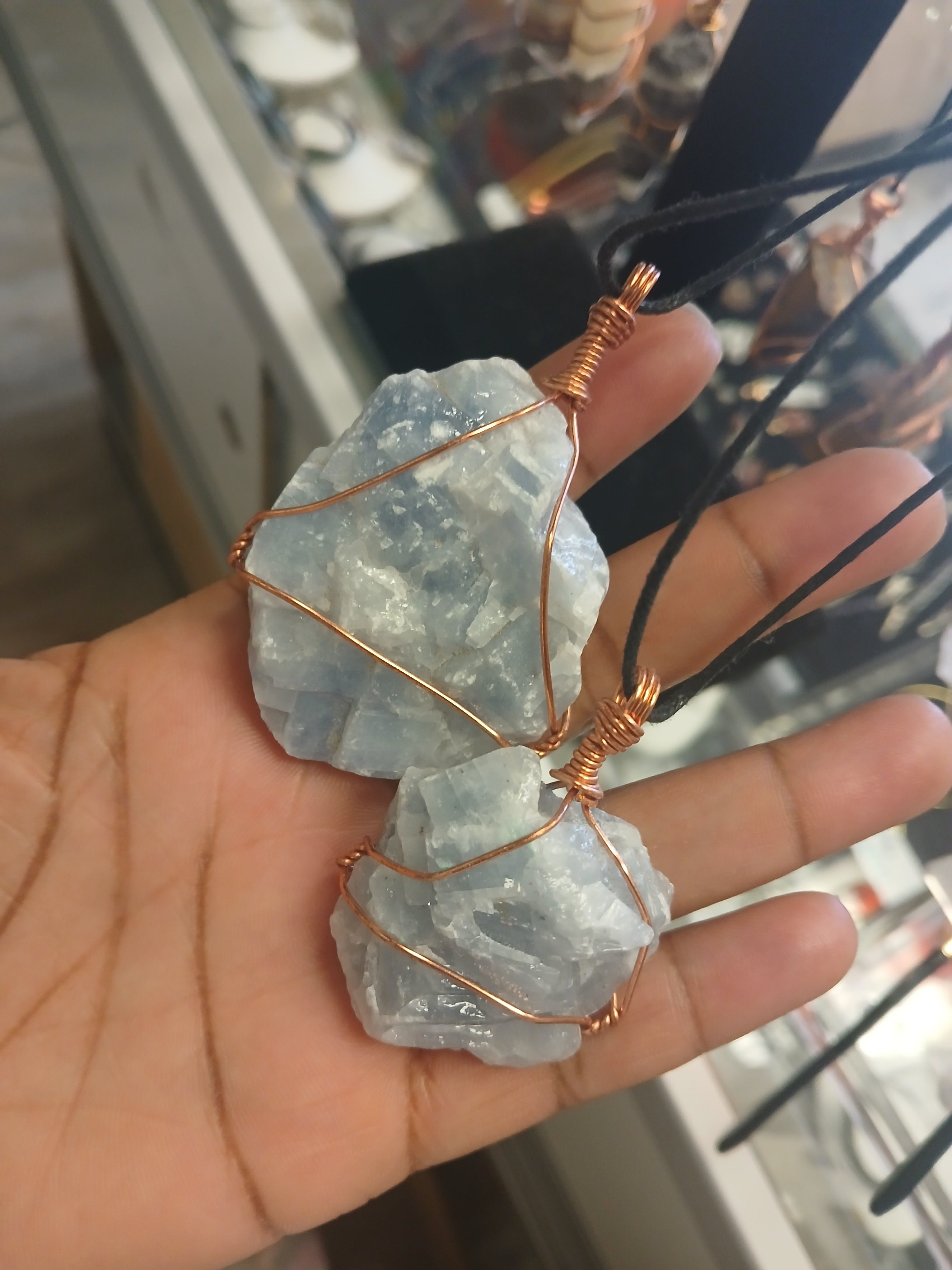 Blue calcite necklace
