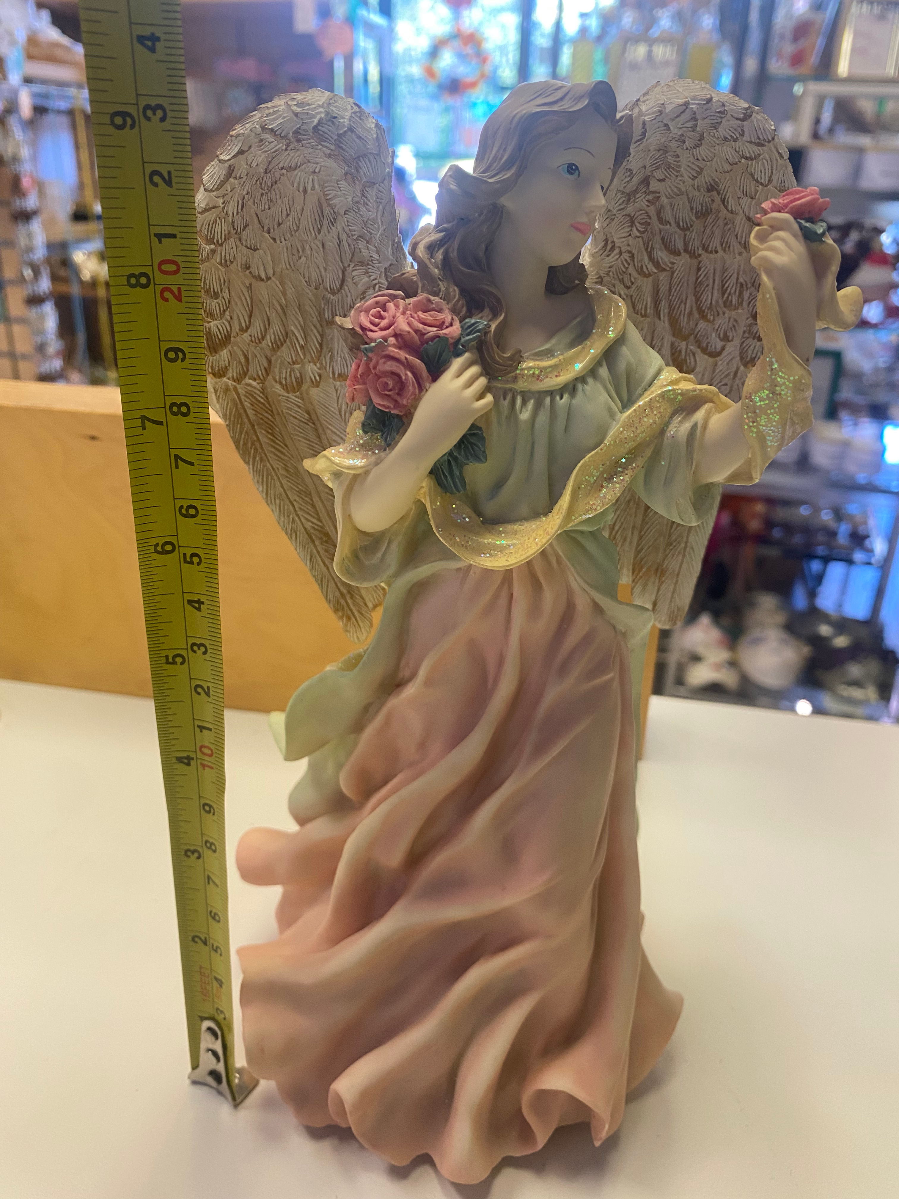 Musical Angel holding dove and roses