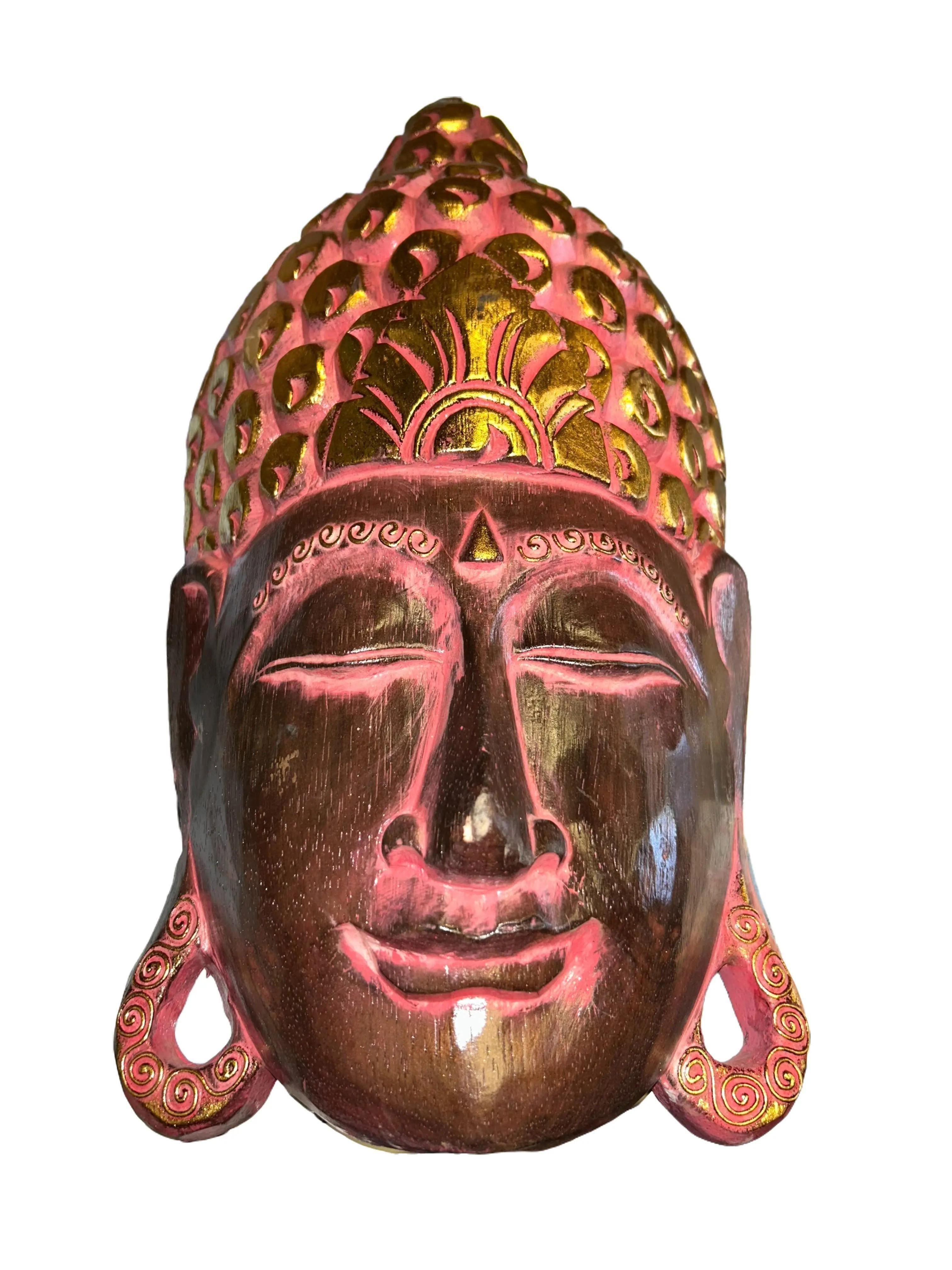 Buddha Head Hanging Mask - Pink and Gold