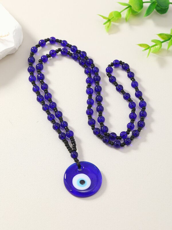 Thumbnail: Blue Evil eye beaded necklace