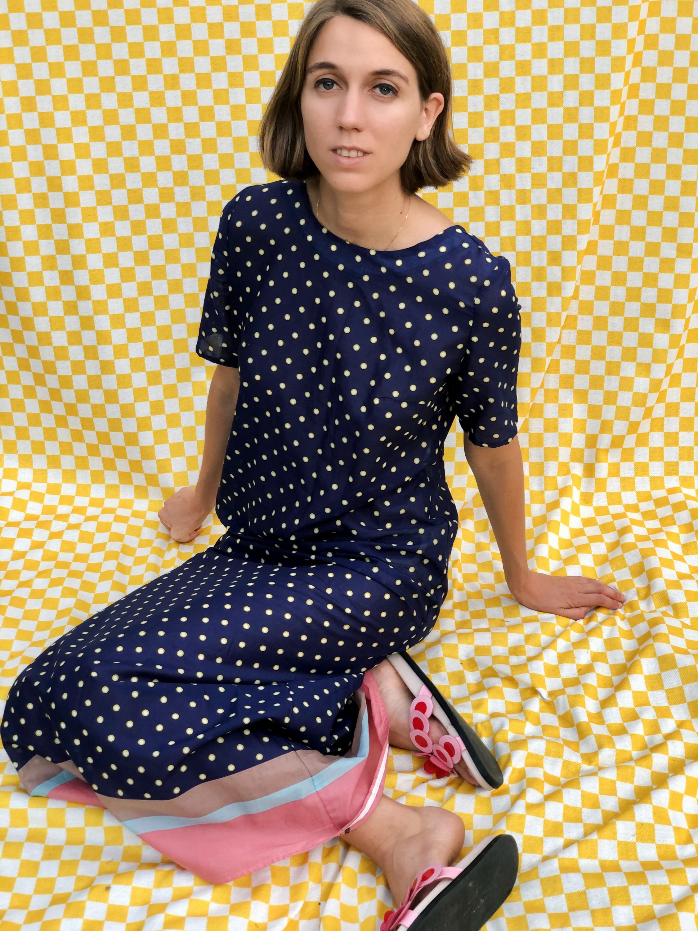 Robe "Assoulet" longue à pois
