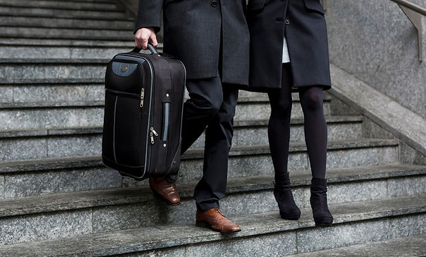 Couple Walking Down Stairs