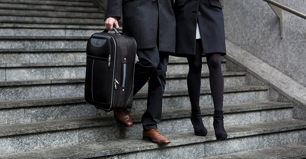 Couple Walking Down Stairs