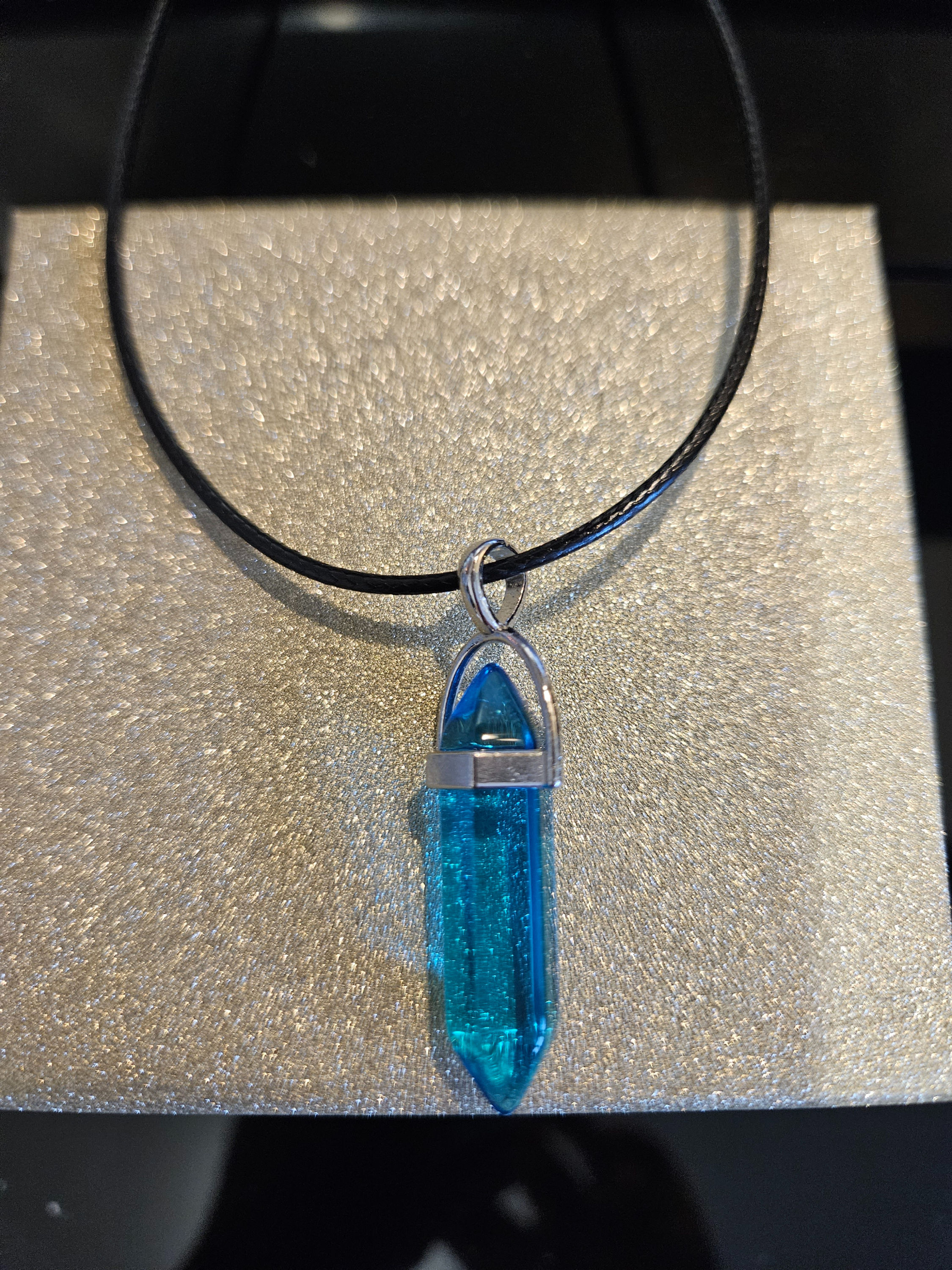 Blue Quartz Leather Chain Necklace