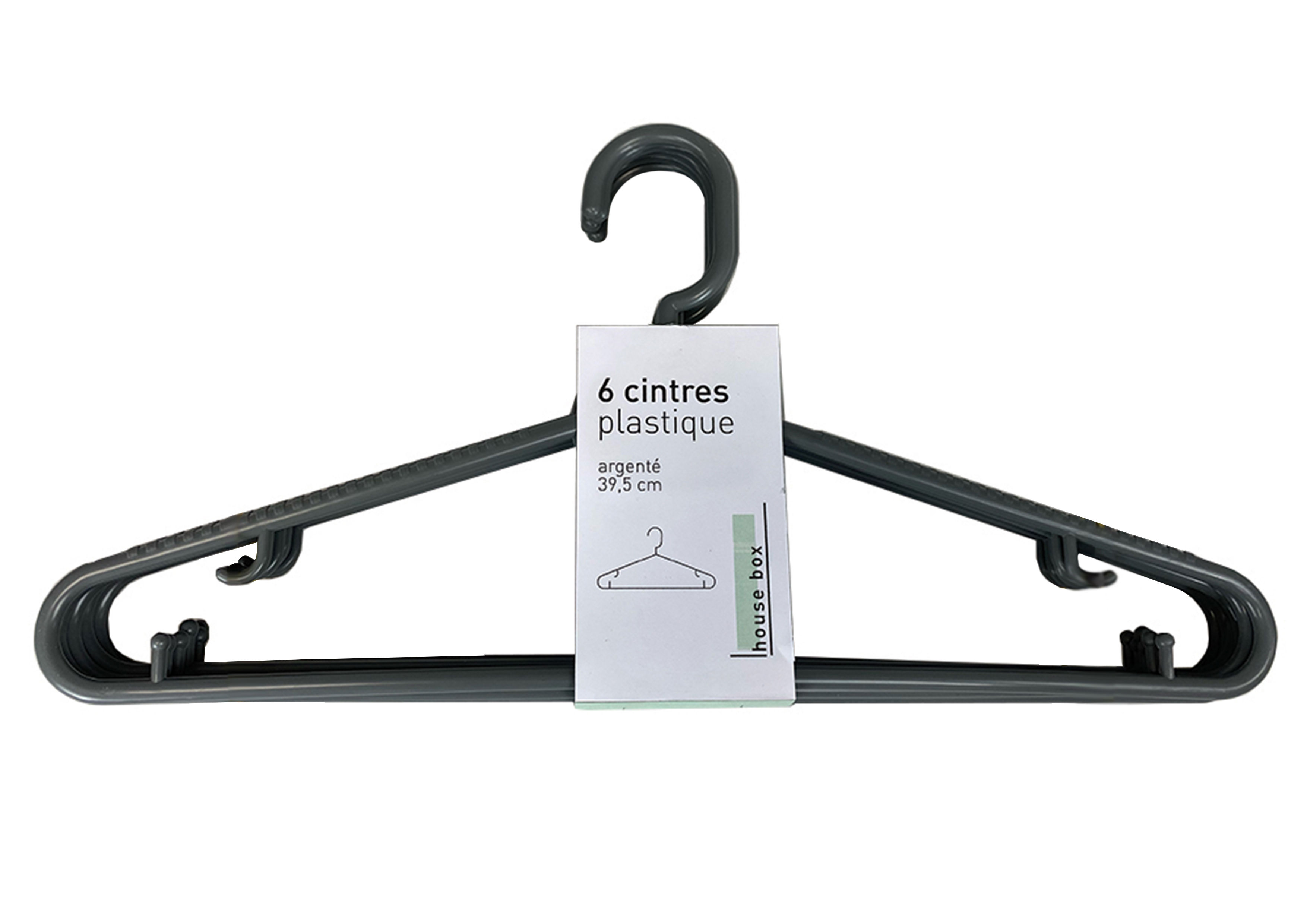 Cintres plastiques 6 pcs argent