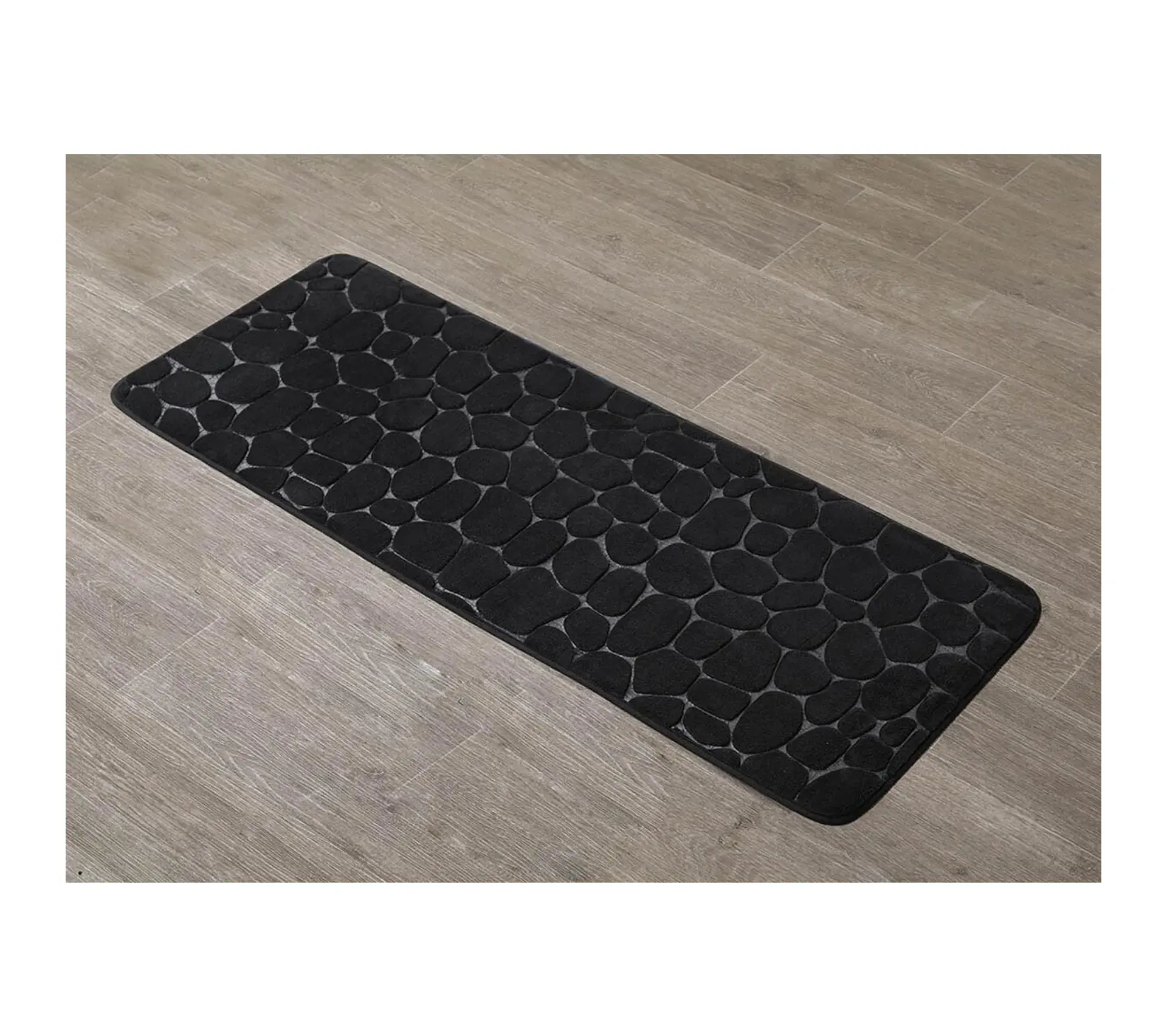 Tapis mémoire de forme microfibre galet 45x120 cm - noir