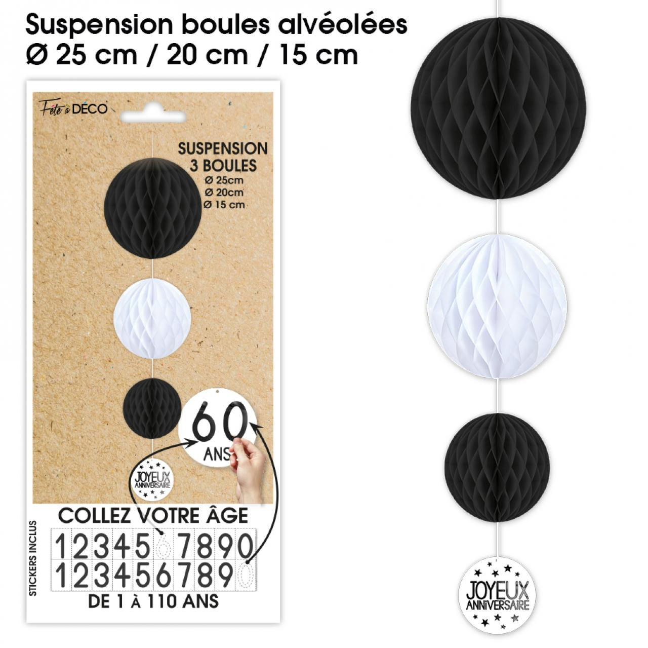 Suspension 3 boules tous âges noire