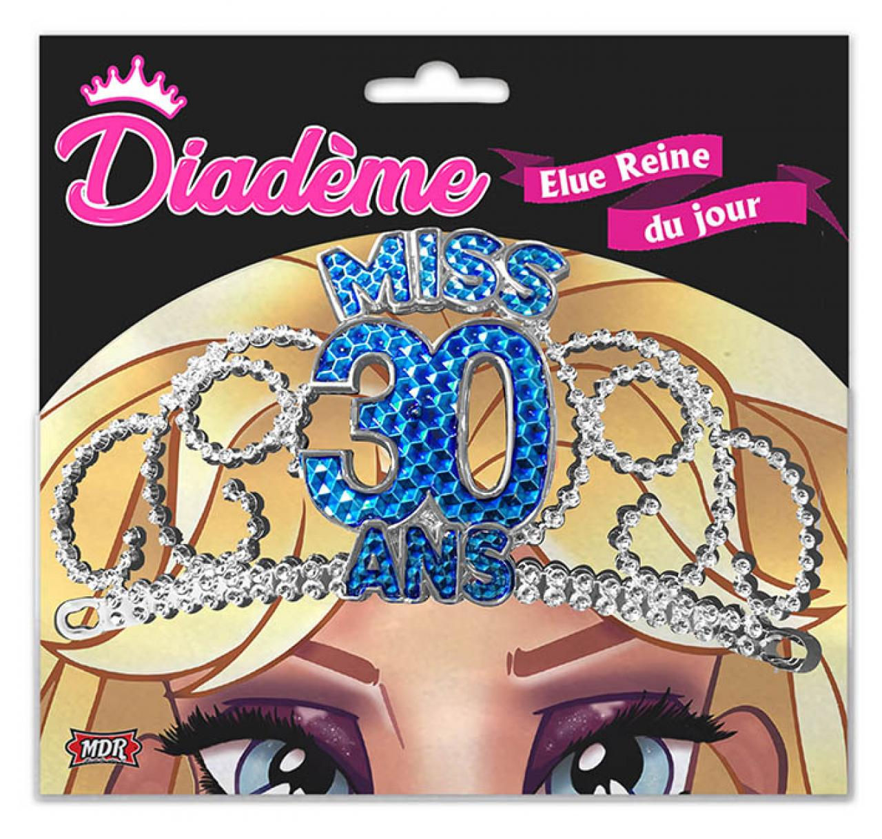 Diadème miss 30 ans bleu