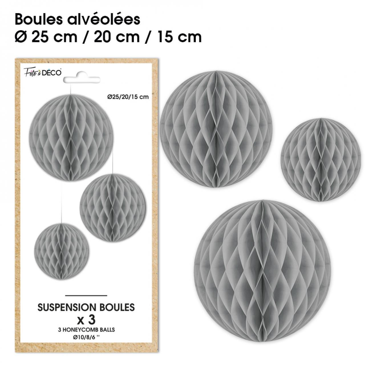 Suspensions x3 boules gris