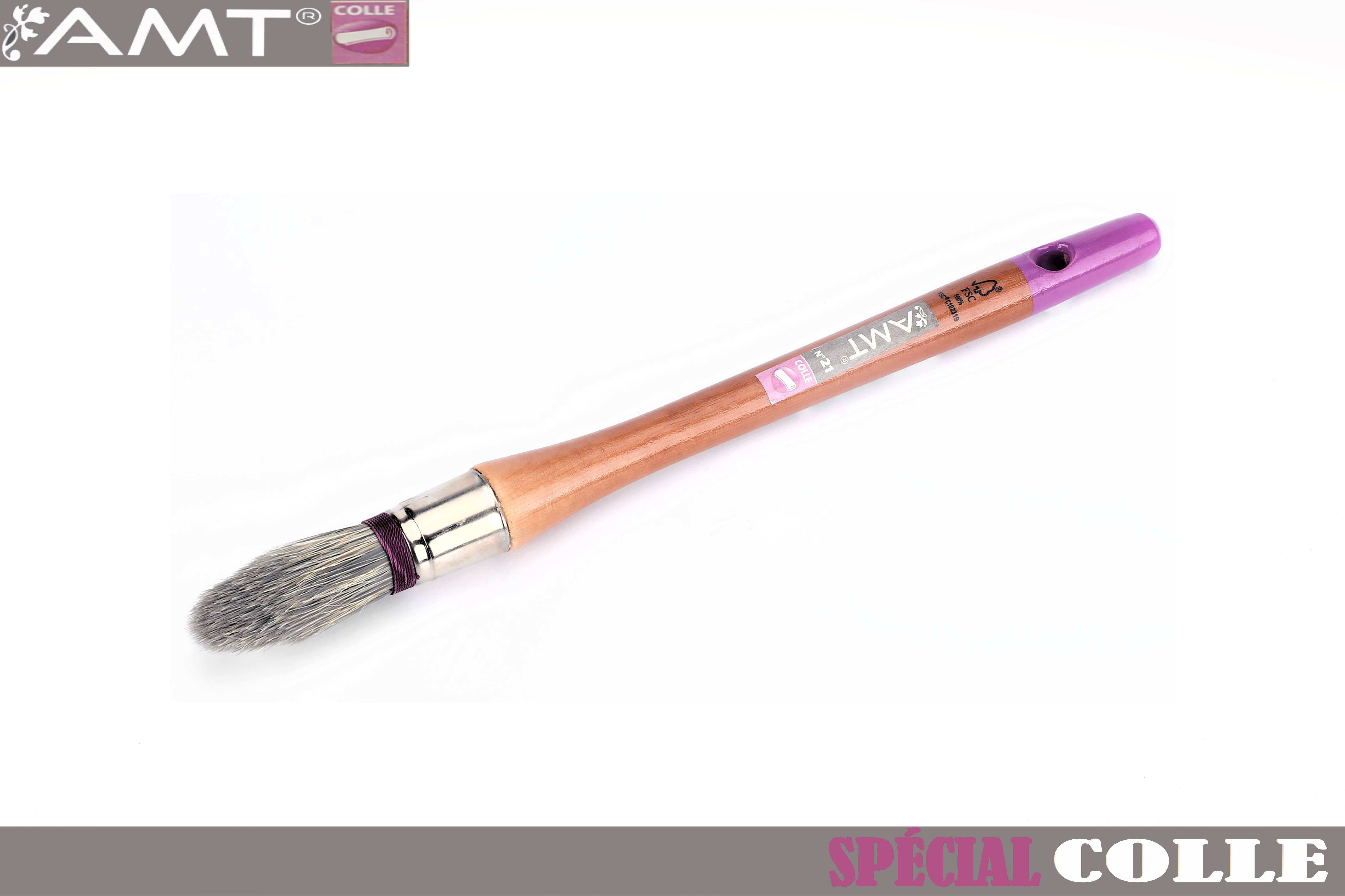 Pinceaux à réchampir pro AMT spécial colle n° 21 manche bois fsc