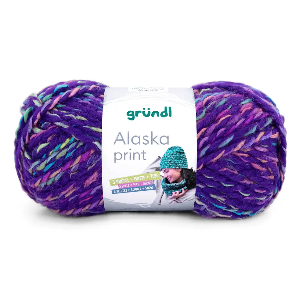 Fil à tricoter Alaska print Grundl 80 % acrylique 20 % laine 12 lilas jaspe