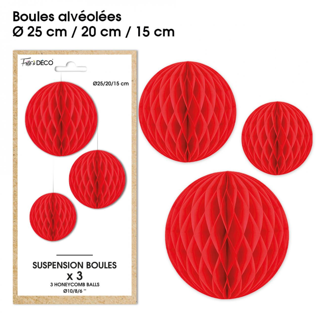 Suspensions x3 boules rouge