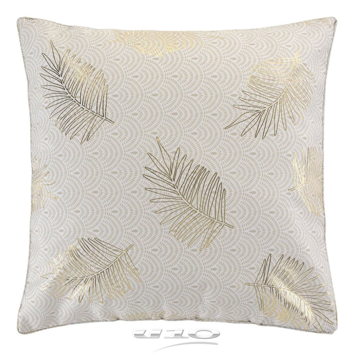 Coussin passepoil 60 x 60 cm polyester imprimé métallisé sunny gold