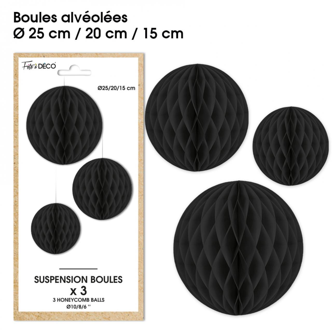 Suspensions x3 boules noir