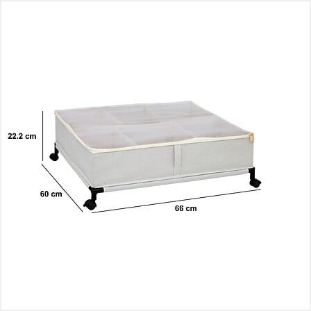 Miniature : Housse de rangement dessous de lit à roulettes L. 66 x P. 60 x H. 22,2 cm beige