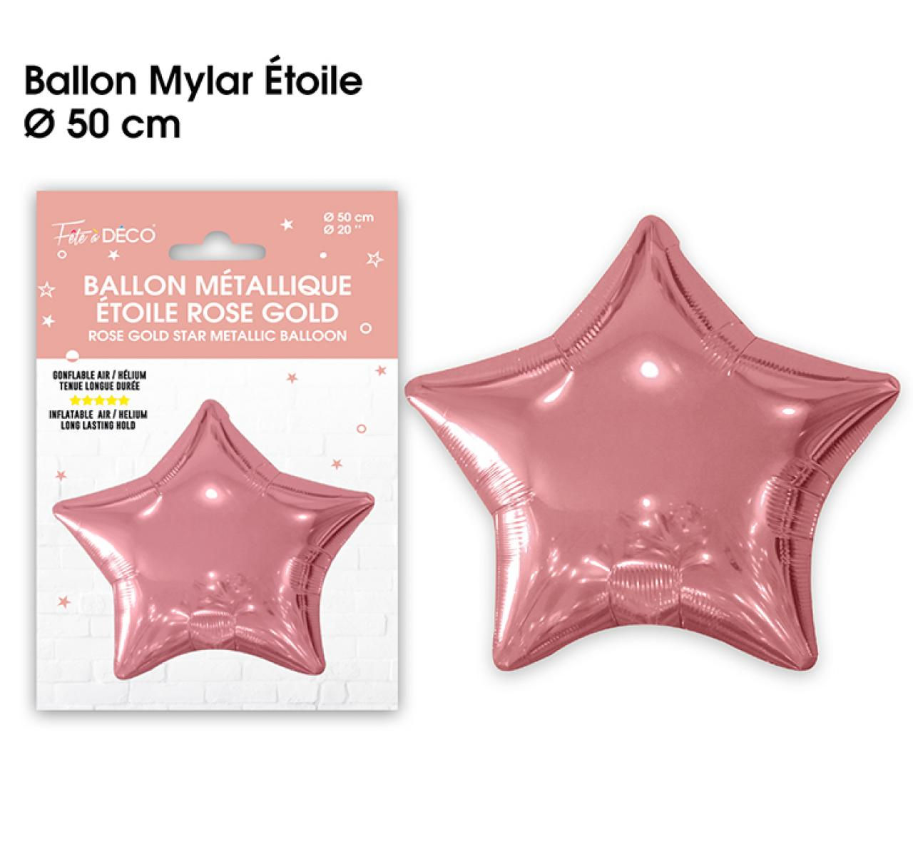 Ballon métallique étoile rose gold