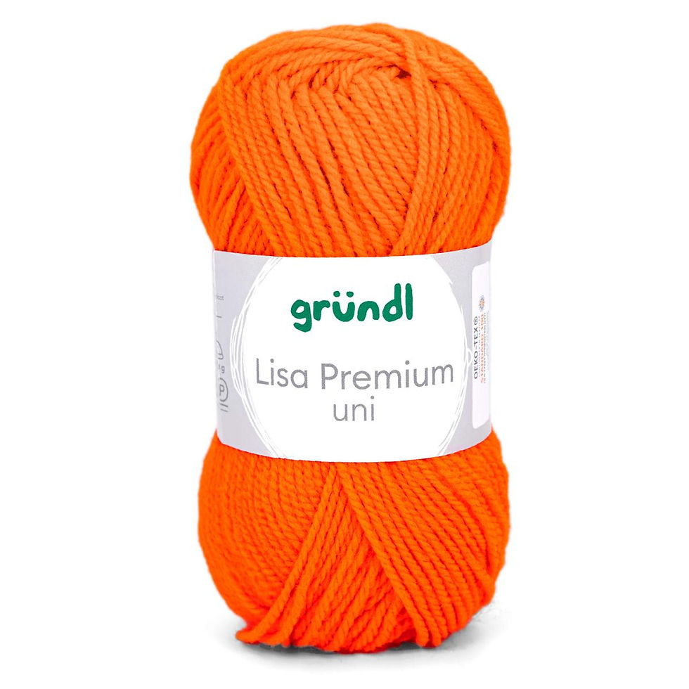 Fil à tricoter Grundl Lisa premium uni 100 % acrylique 50 orange fluo