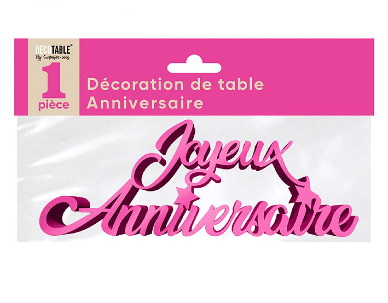Décoration de table anniversaire métallisée fuchsia