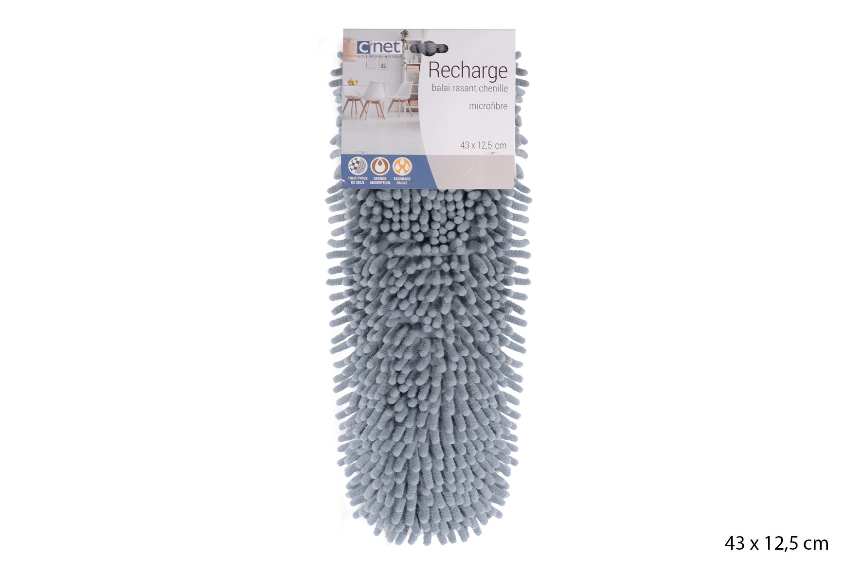 Recharge balai microfibre chenille bleu