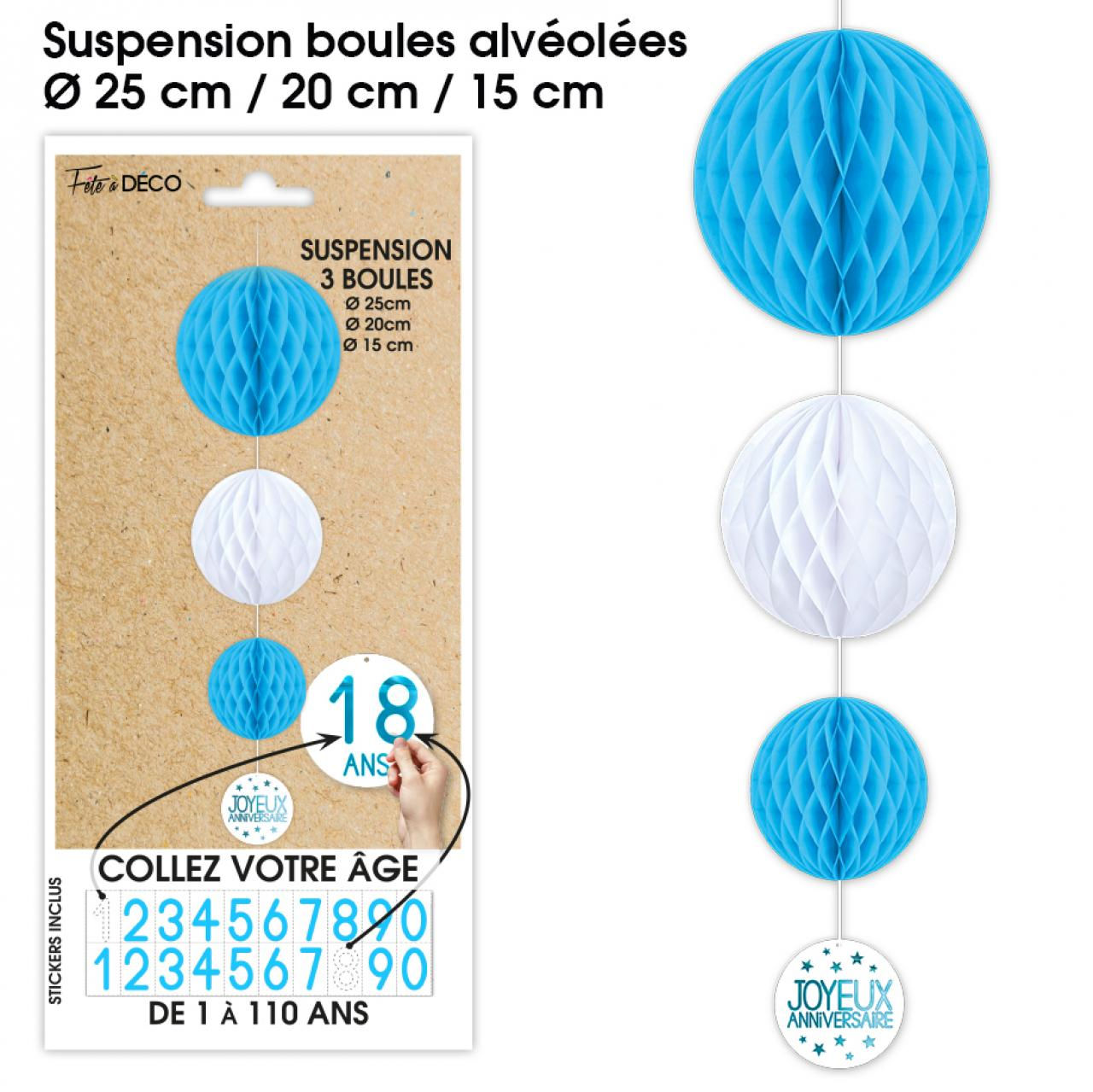 Suspension 3 boules tous âges bleu