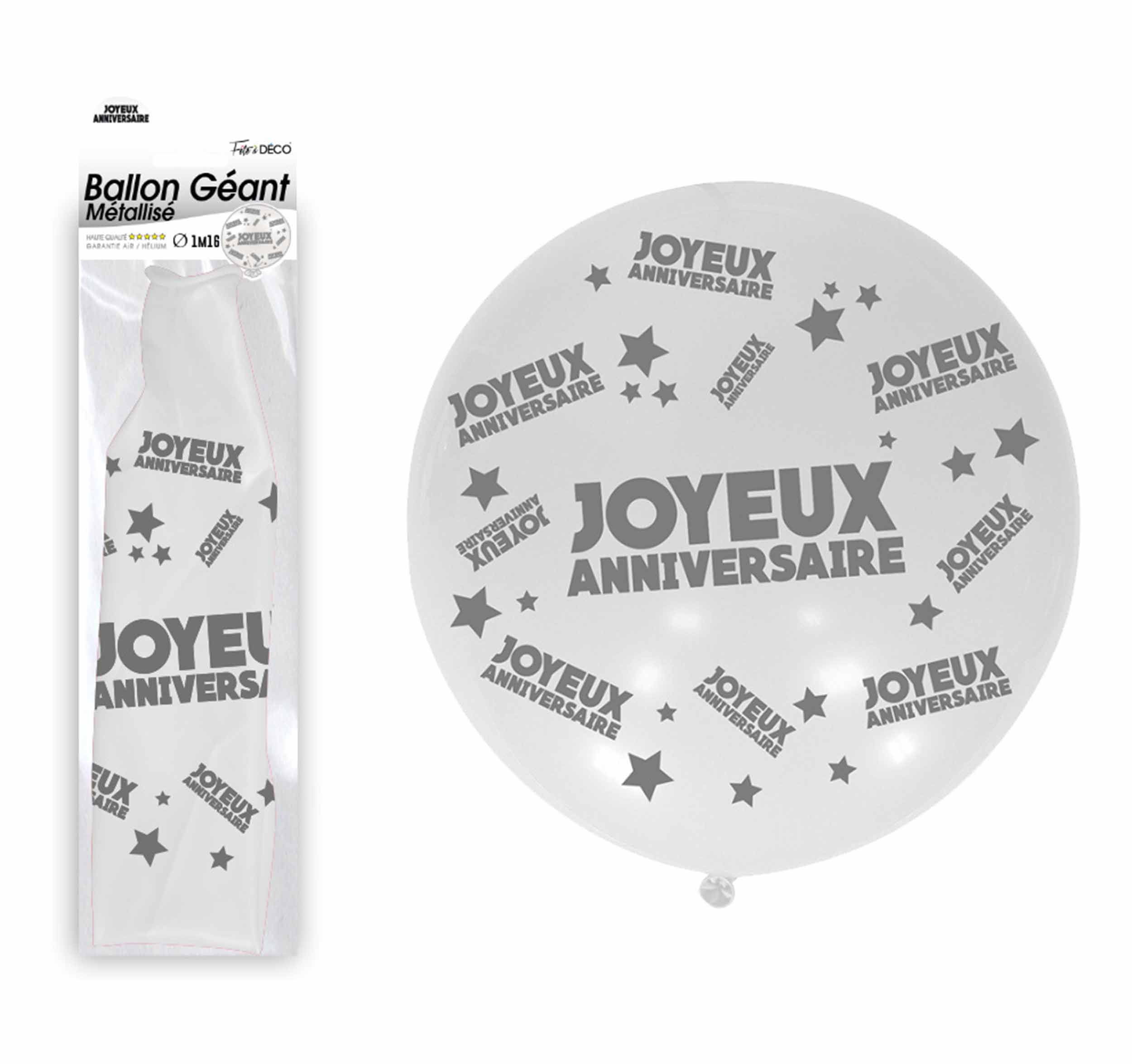 Ballon geant joyeux anniversaire blanc albatre