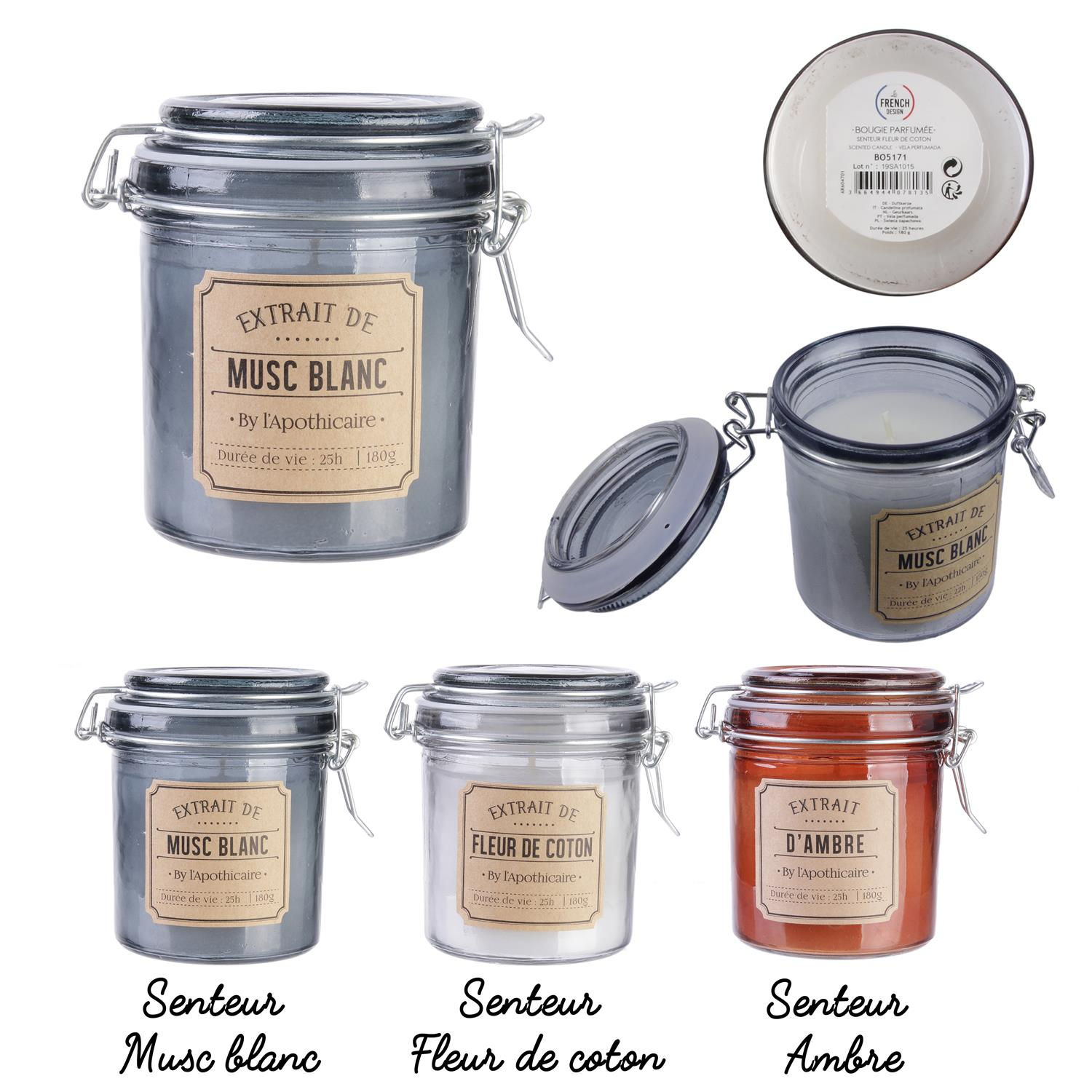Bougie parfumée bocal apothicaire h10cm