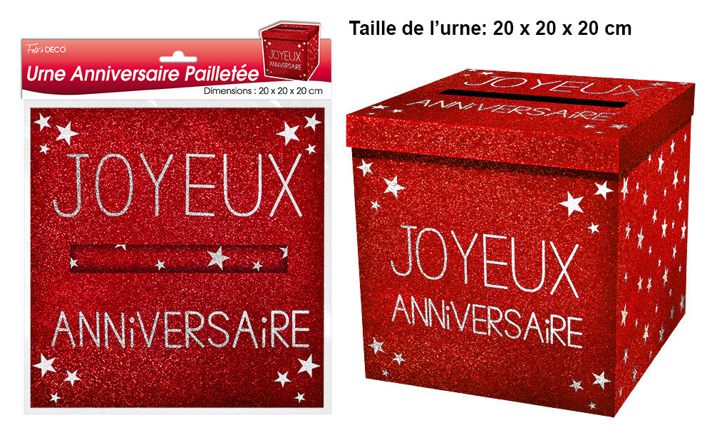 Urne rouge passion anniversaire paillettee
